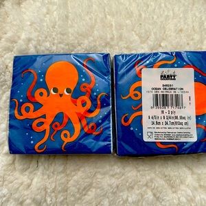 Orange octopus beverage, napkins